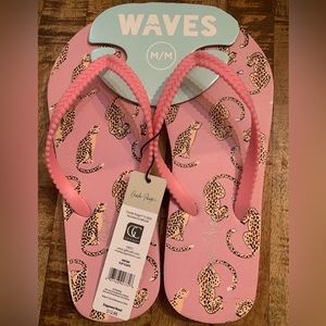 Charlie Paige Pink Cheetah Flip Flop Braided Look Thong Size Medium